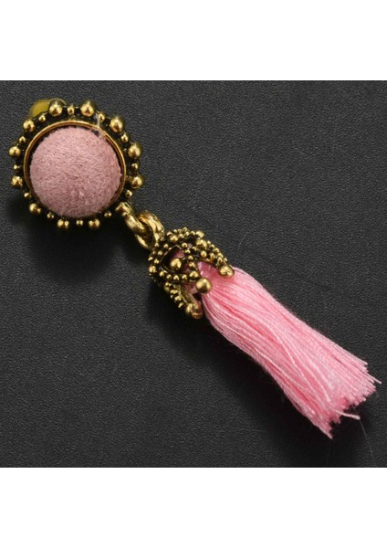 Minik Küpe Takı Vintage Kadife Top Bildirimi Saçaklı Damla Küpe Kadın Takı Pembe (Yurt Dışından) indirimleri