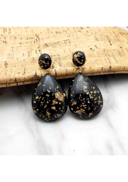 Avrupa ve Amerika Küpe Su Damlası Şekli Küpe Akrilik Basit Küpe Siyah + Altın (Yurt Dışından) modelleri