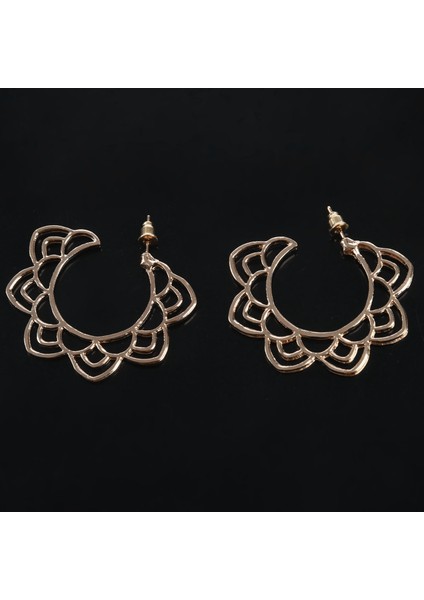 Vintage Etnik Çiçek Küpe Kadınlar Için Hollow Out Çiçek Oyma Dangle Küpe Boho Takı Şık Yuvarlak Küpe (Yurt Dışından)
