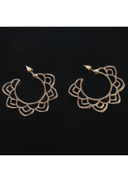 Vintage Etnik Çiçek Küpe Kadınlar Için Hollow Out Çiçek Oyma Dangle Küpe Boho Takı Şık Yuvarlak Küpe (Yurt Dışından)