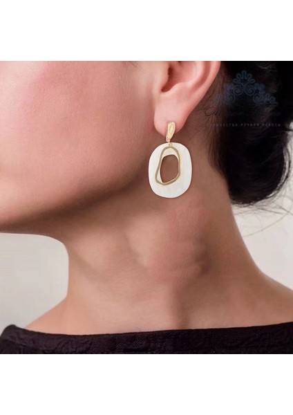 Küpe Akrilik Alaşım Geometrik Dangle Kabuk Küpe Bayan Vintage Sweety Oval Şekilli Pendientes Altın (Yurt Dışından) fiyatları