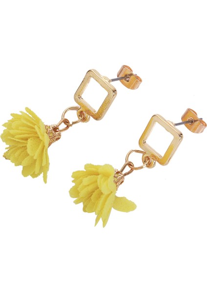 Sevimli Kumaş Çiçek Kare Kısa Dangle Küpe Vintage Damla Küpe Takı Kadın Aksesuarları Hediye Sarı (Yurt Dışından) modelleri