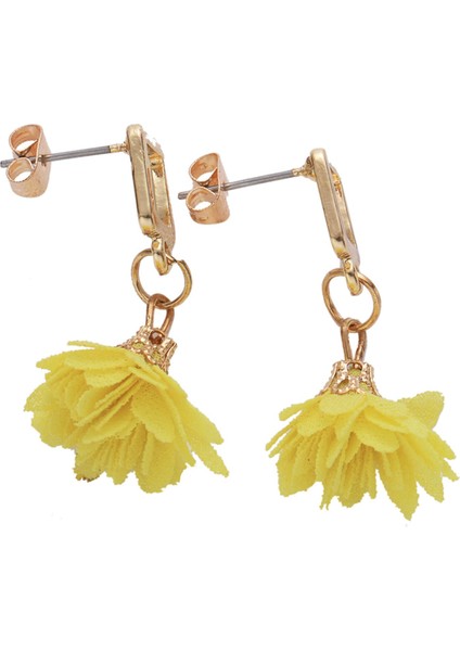 Sevimli Kumaş Çiçek Kare Kısa Dangle Küpe Vintage Damla Küpe Takı Kadın Aksesuarları Hediye Sarı (Yurt Dışından) indirimleri