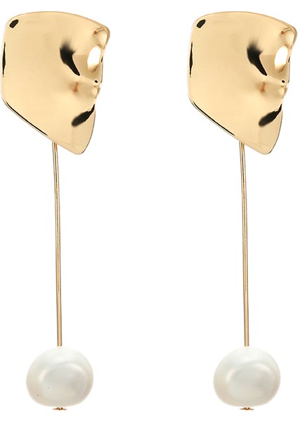 Küpe Altın Asimetrik Yuvarlak Geometrik Düzensiz Inci Damla Küpe (Yurt Dışından)