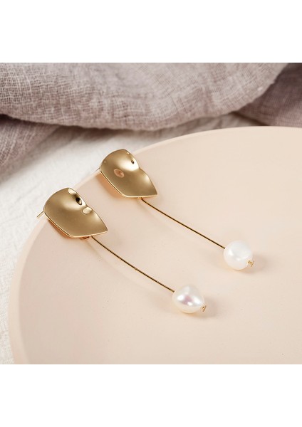 Küpe Altın Asimetrik Yuvarlak Geometrik Düzensiz Inci Damla Küpe (Yurt Dışından) modelleri