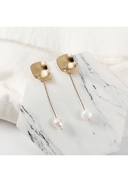 Küpe Altın Asimetrik Yuvarlak Geometrik Düzensiz Inci Damla Küpe (Yurt Dışından) indirimleri