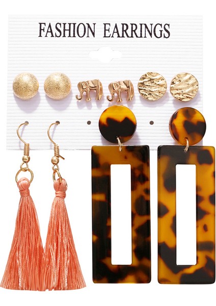 Moda Bohemian 5 Çift Yaratıcı Kombinasyonu Daire Küpe Kadınlar Için Püskül Geometrik Akrilik Charm Uzun Küpe Kulak Damızlık Seti (Yurt Dışından)