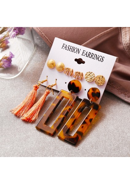 Moda Bohemian 5 Çift Yaratıcı Kombinasyonu Daire Küpe Kadınlar Için Püskül Geometrik Akrilik Charm Uzun Küpe Kulak Damızlık Seti (Yurt Dışından) modelleri