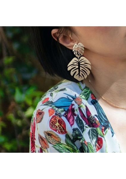 Abartılı Bohem Hollow Çift Yapraklı Hindistan Cevizi Palmiye Yaprağı Büyük Plaj Küpe Kadın Küpe Beyaz (Yurt Dışından) fiyatları