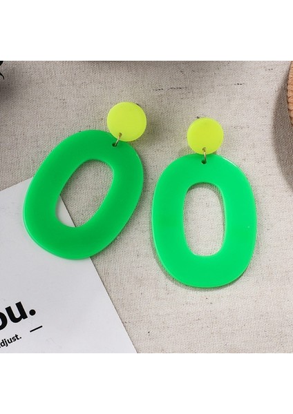 Moda Kişilik Oval Floresan Küpe Basit Şeker Renk Geometrik Küpe Turuncu (Yurt Dışından) modelleri