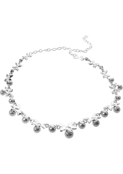 Kore Tarzı Düğün Takı Beyaz Kelebek Şekilli Kristal Rhinestone Taklit Inci Kolye Küpe Seti (Yurt Dışından) fiyatları