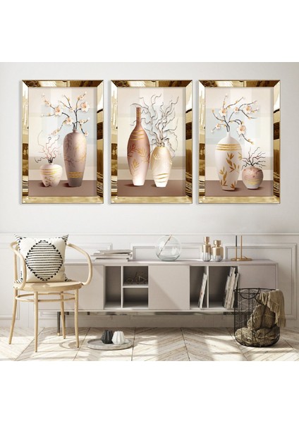 Minimalist Soyut Desen Gümüş Pleksi Kenar Mdf Tablo