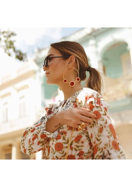 Büyük Kalın Altın Halka Küpeler Küçük Yuvarlak Charm Bayan Bildirimi Küpe Bohemian Takı Kadınlar Altın ve Siyah (Yurt Dışından) indirimleri