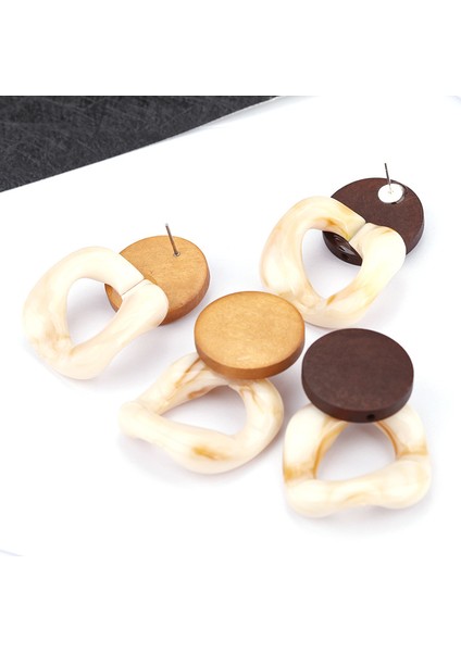 Moda Plaka Damla Küpe Kadınlar Için Asetik Asit Büyük Kare Küpe Trendy Ahşap Geometrik Takı Açık Kahverengi (Yurt Dışından) fırsatları