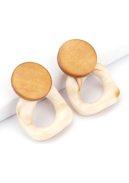 Moda Plaka Damla Küpe Kadınlar Için Asetik Asit Büyük Kare Küpe Trendy Ahşap Geometrik Takı Açık Kahverengi (Yurt Dışından) indirimleri