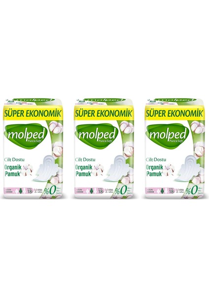 Pure & Soft Uzun Süper Ekonomik Ped 18 Li x 3 Adet
