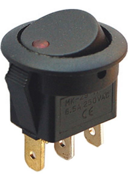 Yuvarlak Nokta Işıklı 3 Pin 12 Volt On-Off Anahtar (IC-132A) - DSR3141-8018