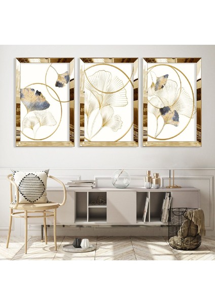 Minimalist Soyut Desen Gümüş Pleksi Kenar Mdf Tablo