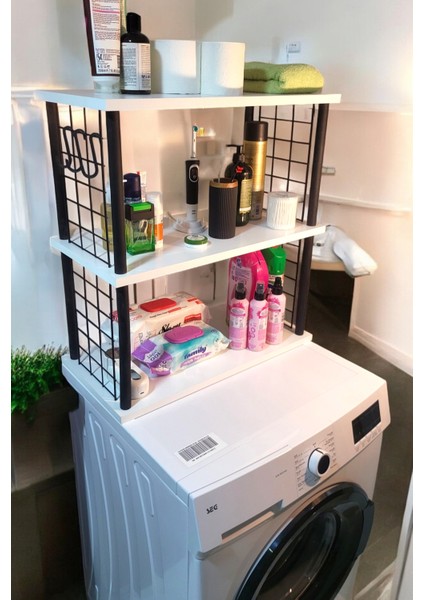 3 Raflı Banyo Düzenleyici – Çamaşır Makinesi Üstü Banyo Rafı