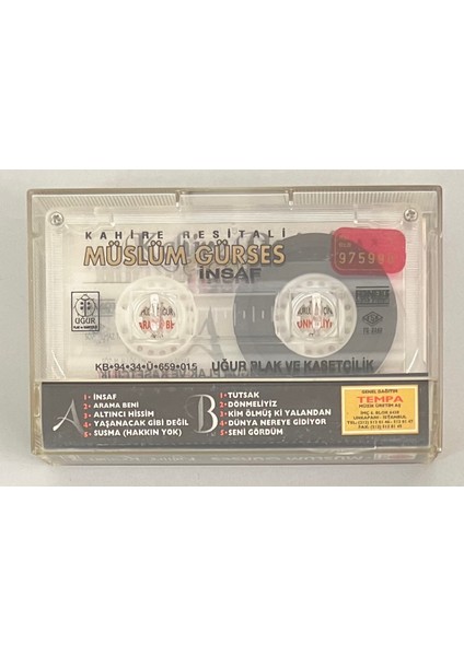 Müslüm Gürses Kahire Resitali Insaf Kaset (Orjnal 1994 Dönem Baskı Kaset)