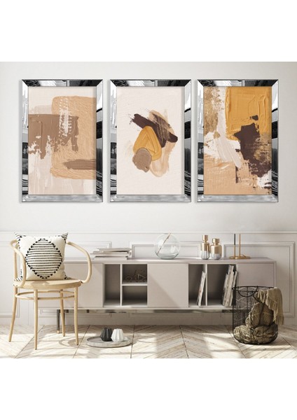 Soyut Desen Gold Pleksi Kenar Mdf Tablo