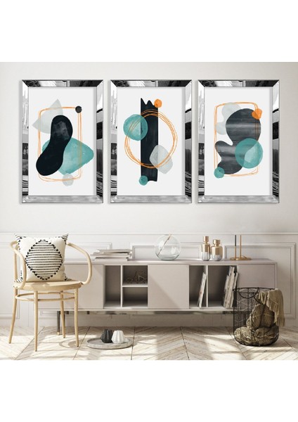 Soyut Desen Gold Pleksi Kenar Mdf Tablo