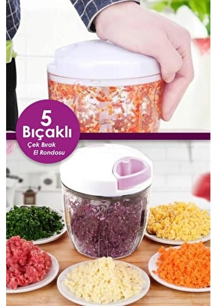 5 Bıçaklı Ipli El Rondosu Pratik Sebze Doğrayıcı (4767) - DSR6415-1158