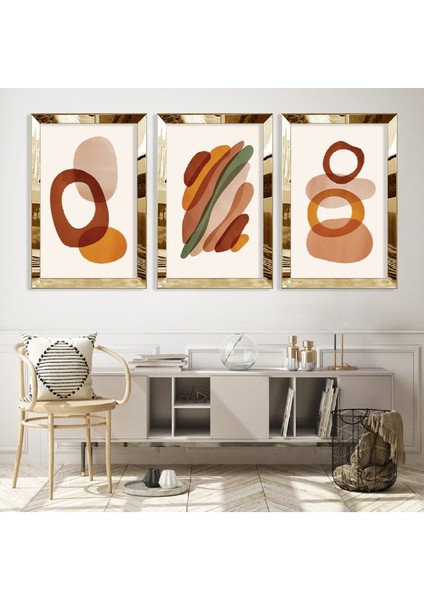 Minimalist Soyut Desen Gold Pleksi Kenar Mdf Tablo