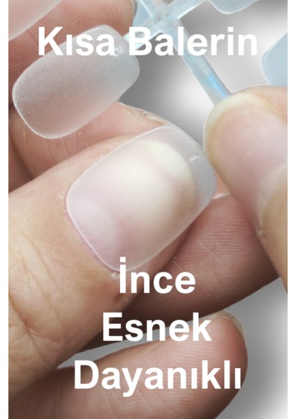 100 Adet Jel Tips BALERİN XSMALL Beden KISA Takma Tırnak Seti. Özel Kutu ve Yapıştırıcı Hediyeli