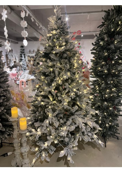 Karlı Yılbaşı Ağacı 210 cm 1269 Yoğun Dallı (Kendinden Led'li) fiyatları