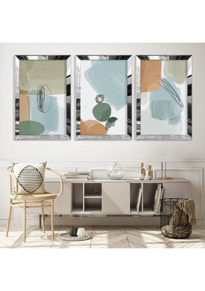 Soyut Desen Gold Pleksi Kenar Mdf Tablo