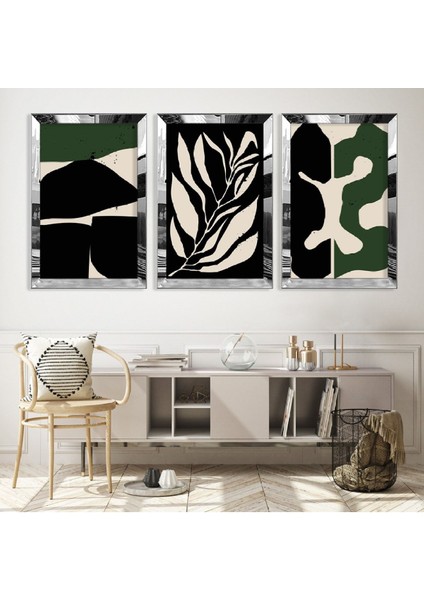 Soyut Desen Gümüş Pleksi Kenar Mdf Tablo