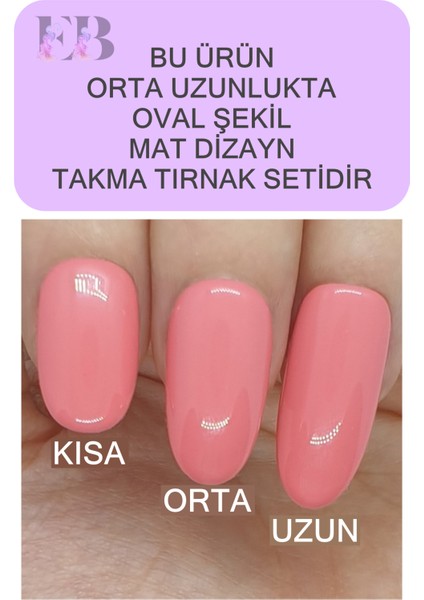 100 Adet MEDIUM Beden OVAL Takma Tırnak Seti ORTA Uzunlukta Yapıştırıcı Hediyeli