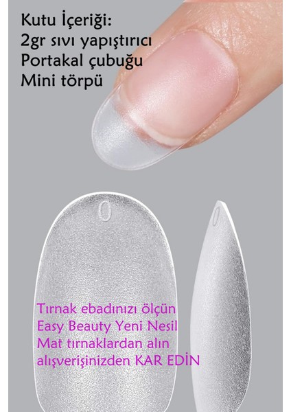 100 Adet MEDIUM Beden OVAL Takma Tırnak Seti ORTA Uzunlukta Yapıştırıcı Hediyeli