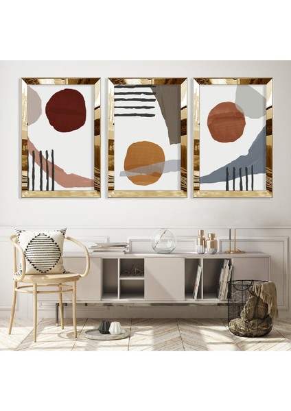 Soyut Desen Gold Pleksi Kenar Mdf Tablo