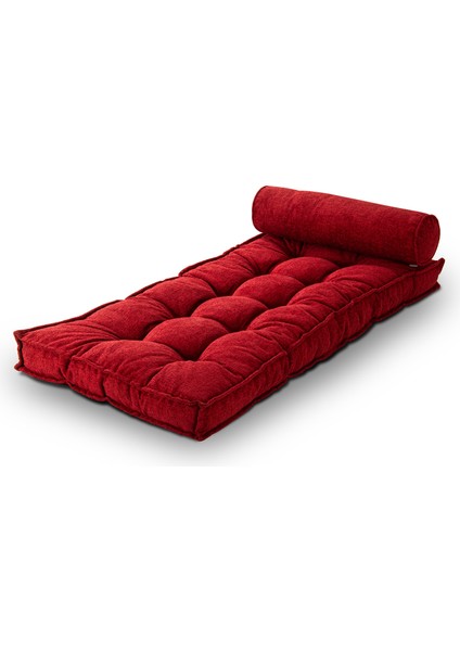 Sofa Buklet Kapitoneli Yer-Sedir Minderi Kırmızı