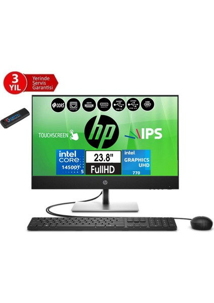 Proone 440 G9 14.nesil Intel® Core I5 14500T 96GB Ddr5 512GB SSD Fhd 23.8" Dokunmatik IPS Freedos All In One Bilgisayar 99H6X2ETF22+ZETTAUSBBELLEK