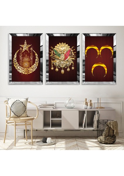 Osmanlı Tuğrası Gold Pleksi Kenar Mdf Tablo