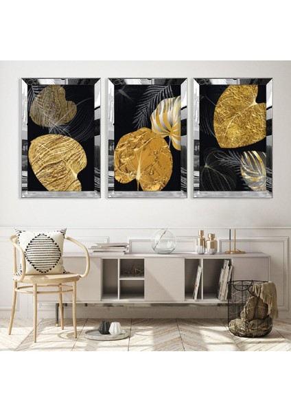 Soyut Desen Gümüş Pleksi Kenar Mdf Tablo