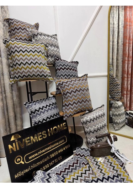 Nivemeshome Sarı Kahve Kırlent Kılıfı 45X45
