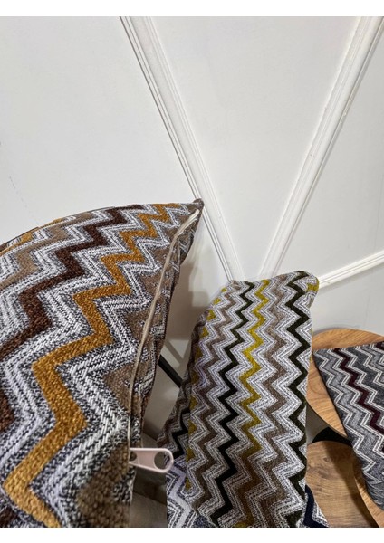 Nivemeshome Sarı Kahve Kırlent Kılıfı 45X45