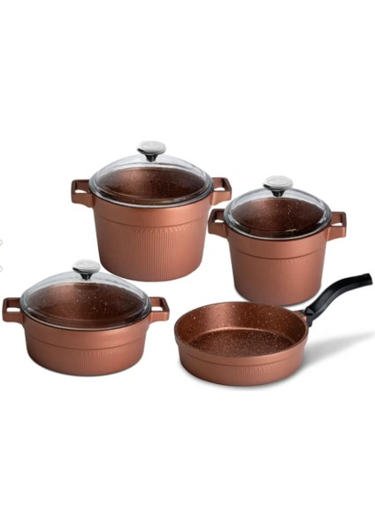 Granit Master 7 Prç Gold Rose Döküm Set (TENCERE20 24/K.YARIK26/TAVA26)