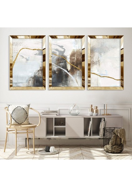 Soyut Desen Gümüş Pleksi Kenar Mdf Tablo