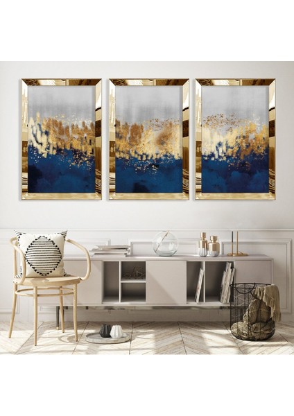 Soyut Desen Gümüş Pleksi Kenar Mdf Tablo