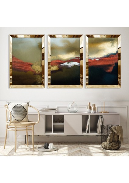 Soyut Desen Gold Pleksi Kenar Mdf Tablo