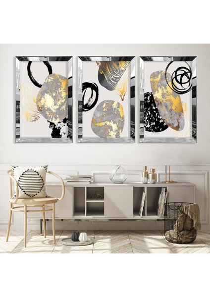 Soyut Desen Gold Pleksi Kenar Mdf Tablo