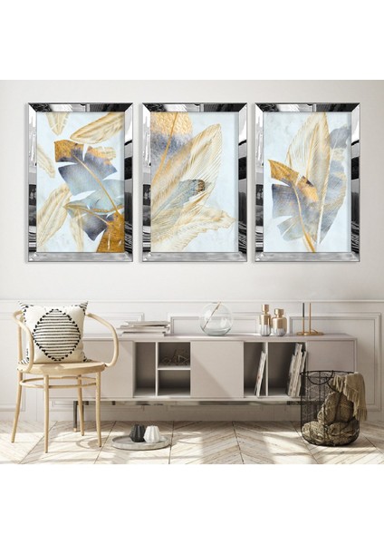 Soyut Desen Gold Pleksi Kenar Mdf Tablo