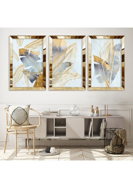 Soyut Desen Gold Pleksi Kenar Mdf Tablo