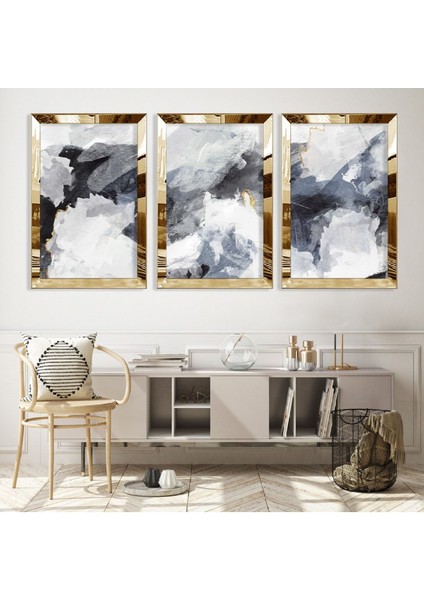 Soyut Desen Gümüş Pleksi Kenar Mdf Tablo