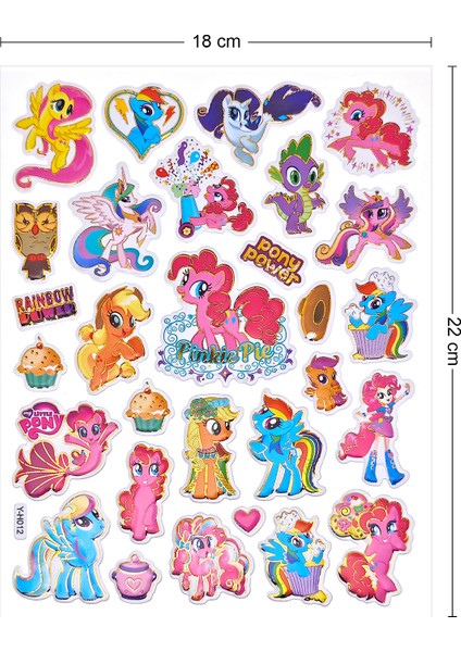 Pony Renkli Unicorn Kabartmalı Sticker Yapıştırma